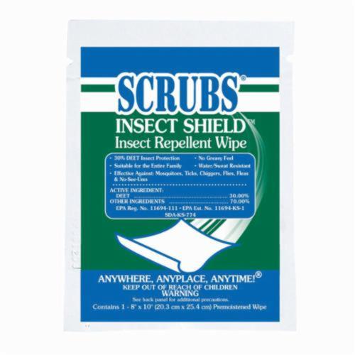 SCRUBS® INSECT SHIELD™ 914 91401 Insect Repellent Wipe, 1 Towel Pack, Liquid Form, White