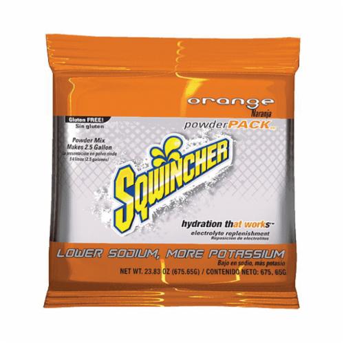 Sqwincher® 016041-OR Powder Pack™ Dry Mix Sports Drink Mix, 23.83 oz Pack, 2.5 gal Yield, Powder Form, Orange