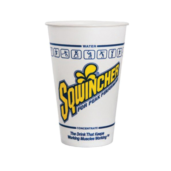 Sqwincher® 200101 Wrapped Disposable Cold Cup, 12 oz Capacity, Paper, White