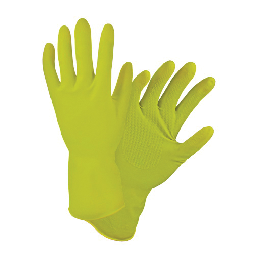 PIP® 3312 Standard Economy Grade Chemical Resistant Gloves, Latex, Yellow, Flock Lined Lining, 12 in L, Resists: Chemical, Puncture, Tear and Water, Unsupported Support, Beaded Cuff, 16 mil THK, Pair Hand