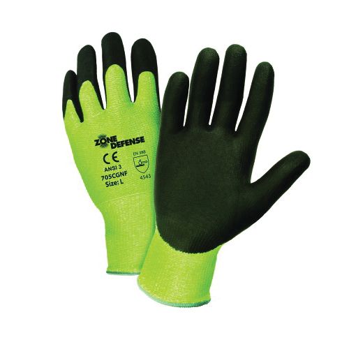 PIP® Zone Defense® 705CGNF Cut Resistant Gloves, Nitrile Coating, HPPE, Elastic Knit Wrist Cuff, Resists: Abrasion, Cut and Puncture, ANSI Cut-Resistance Level: A3