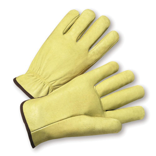 PIP® 994 Unisex General Purpose Gloves, Drivers/Work, Tough Grain Pigskin Leather Palm, Cotton/Tough Grain Pigskin Leather, White, Slip-On Cuff, Uncoated Coating, Resists: Heat, Unlined Lining, Gunn Cut/Straight Thumb