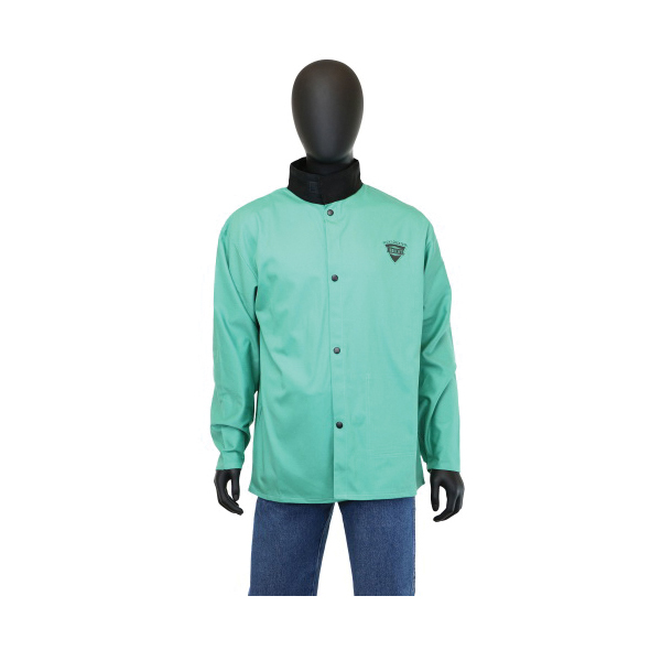 Ironcat® IRONTEX® 7050 Flame Resistant Jacket, Green, Cotton Sateen, Resists: Flame, Spark and Spatter, ASTM D6413