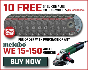 FREE WITH PURCHASE - METABO 10-PIECE SLICER PLUS A60TX 6 IN. X .045 IN. X 7/8 IN. CUTTING WHEEL SET