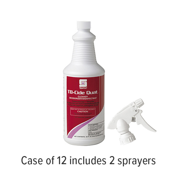 Spartan Chemcial Company, TB-CIDE QUAT Disinfectant, 32oz, Case of 12 + 2 sprayer attachments