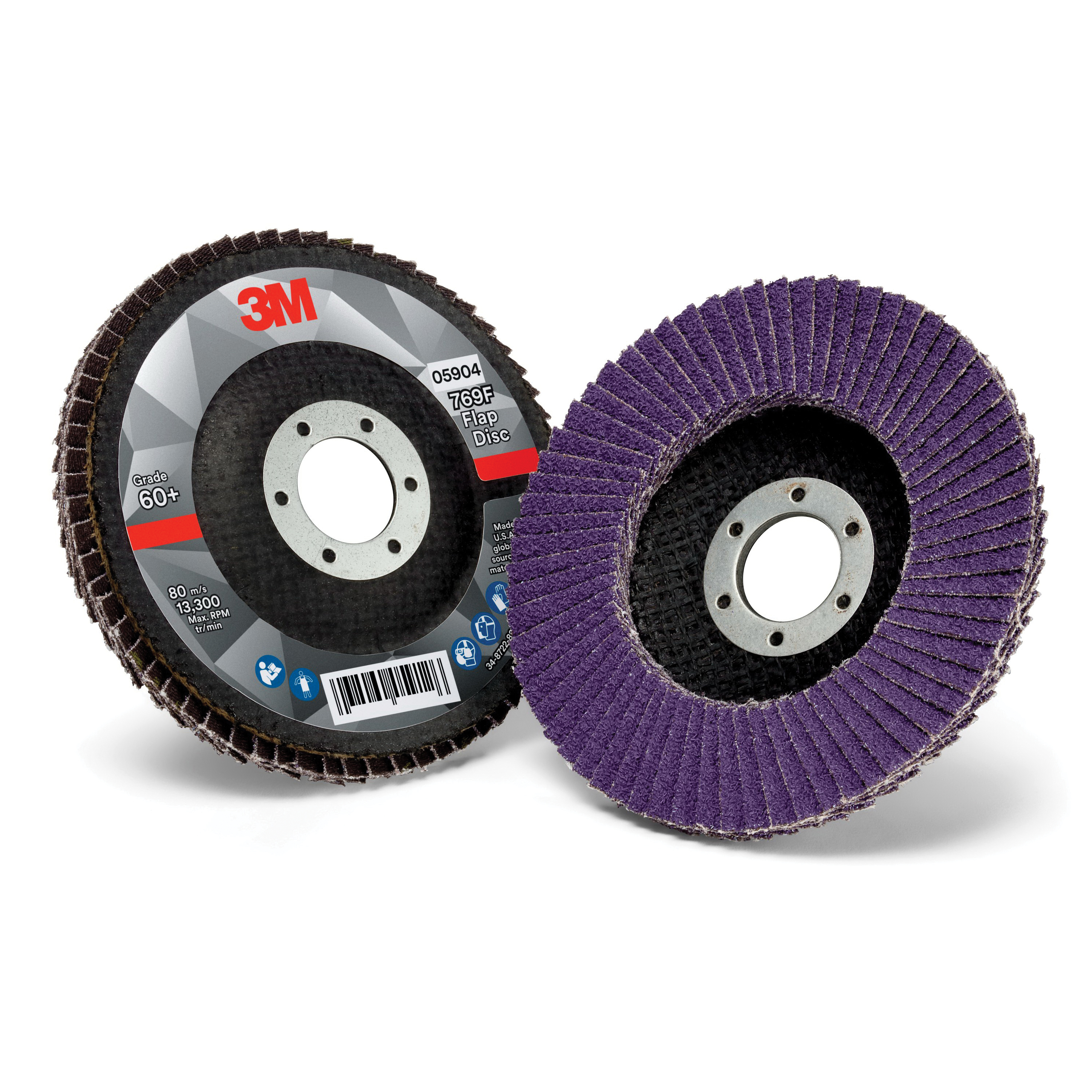 3M™ 038060-05904 Open Coated Abrasive Flap Disc, 4-1/2 in Dia, 7/8 in Center Hole, 60+ Grit, Precision Shaped Ceramic Abrasive, Type 27 Disc