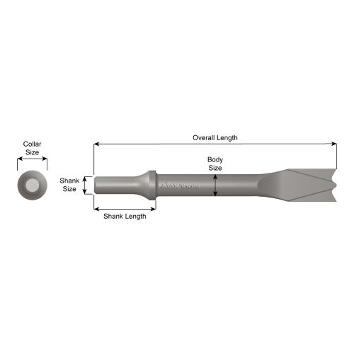 Ajax 909 Double Blade Panel Cutter Chisel, 0.401 in Round Shank, 6 in OAL