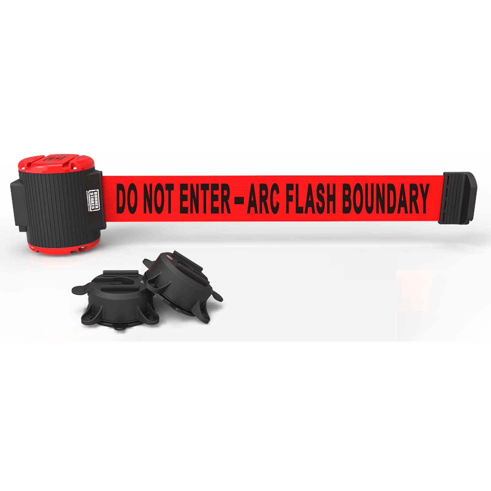Banner Stakes MH5011 30' Magnetic Wall Mount Retractable - Red "Do Not Enter - Arc Flash Boundary" Banner