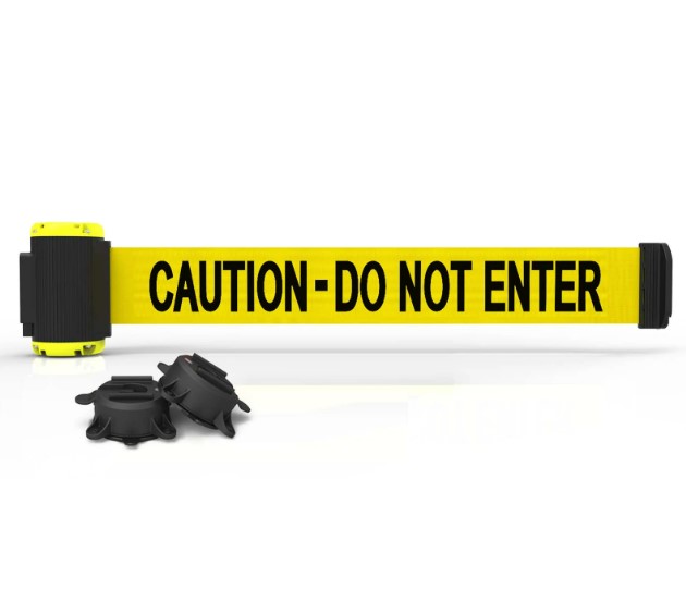 Banner Stakes MH7003 7' Magnetic Wall Mount - Yellow "Caution - Do Not Enter" Banner