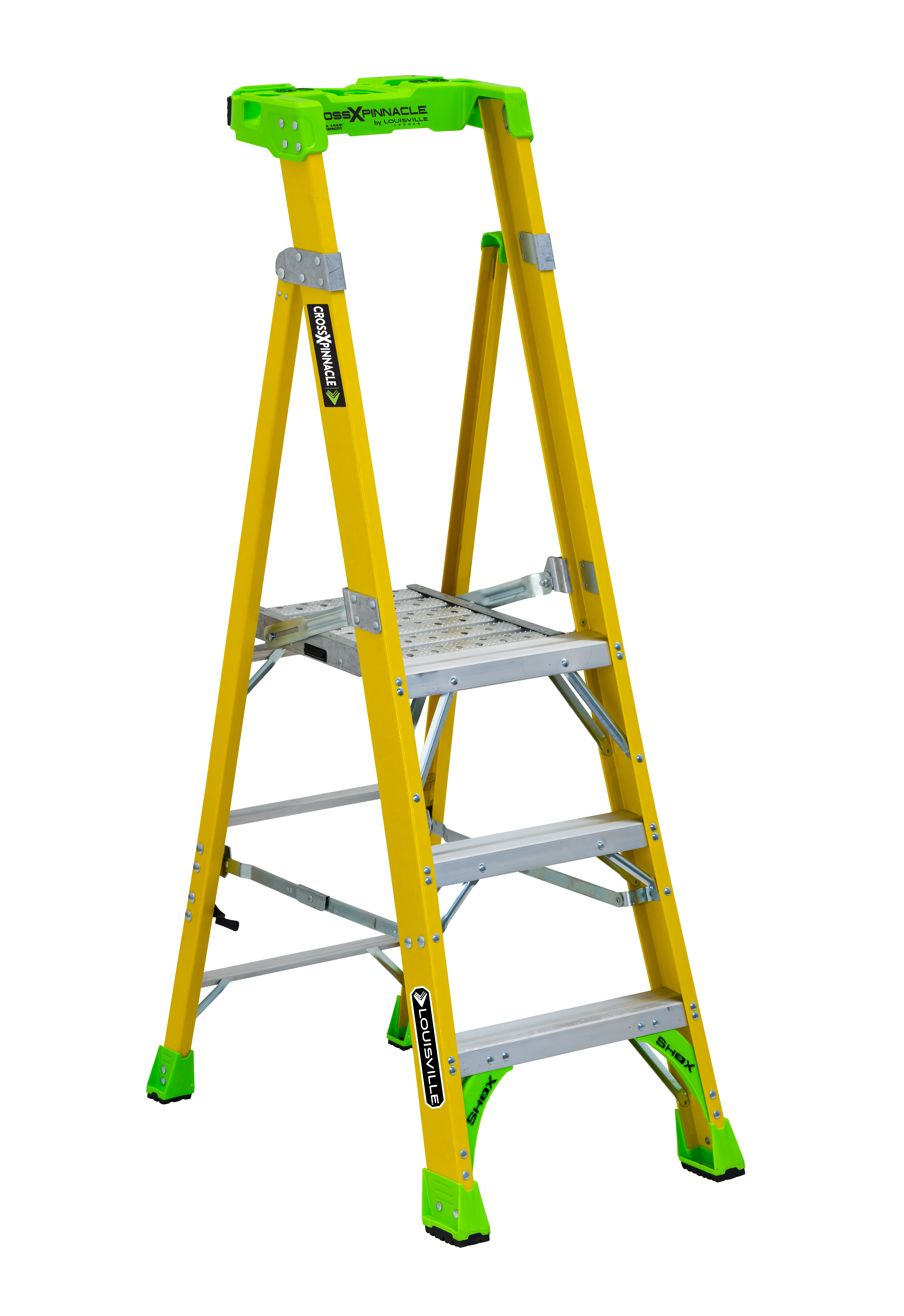 Louisville® Cross Pinnacle FCP1403HD 3' Fiberglass Leaning Platform Ladder, 375 lb load, 3 steps, fiberglass