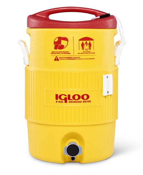 IGLOO PLASTIC, 5.0 GAL, WATER COOLER, UP TO 3 DAYS ICE RETENTION, YELLOW