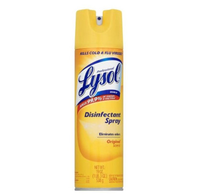 Lysol® 04650 Disinfectant Spray, 19 oz Aerosol Can, Liquid Form, 4% Carbon Dioxide, 79% Ethanol, Clear/Yellow