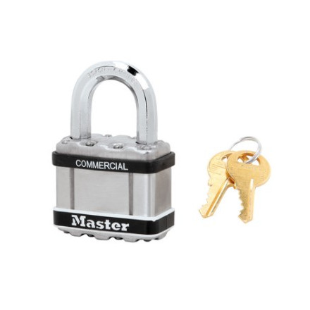 *Free with Purchase - Master Lock® M5STS Safety Padlock, Different Key, Stainless Steel Body, 3/8 in Dia Shackle, Silver, Double Ball Bearing Locking Mechanism
