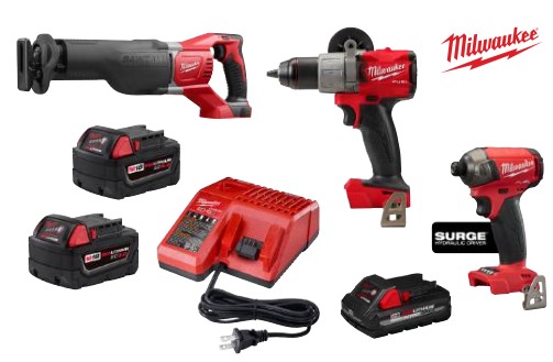 Milwaukee® M18 Fuel Recip Saw, Hammer Drill & Surge Impact Package