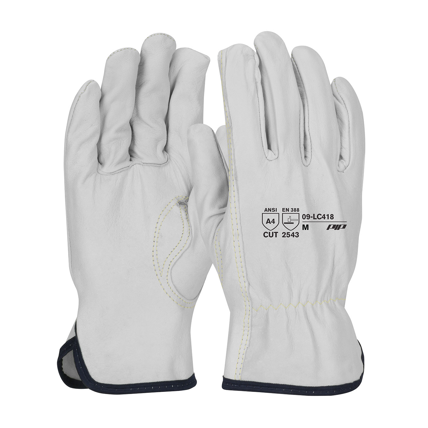 PIP 09-LC418 Premium Top Grain Goatskin Leather Drivers Glove with Aramid Blended Lining and Kevlar Stitching