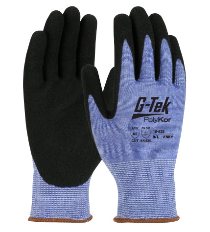 PIP 16-635 G-Tek® PolyKor® Seamless Knit PolyKor® Blended Glove with Nitrile Coated Grip on Palm & Fingers